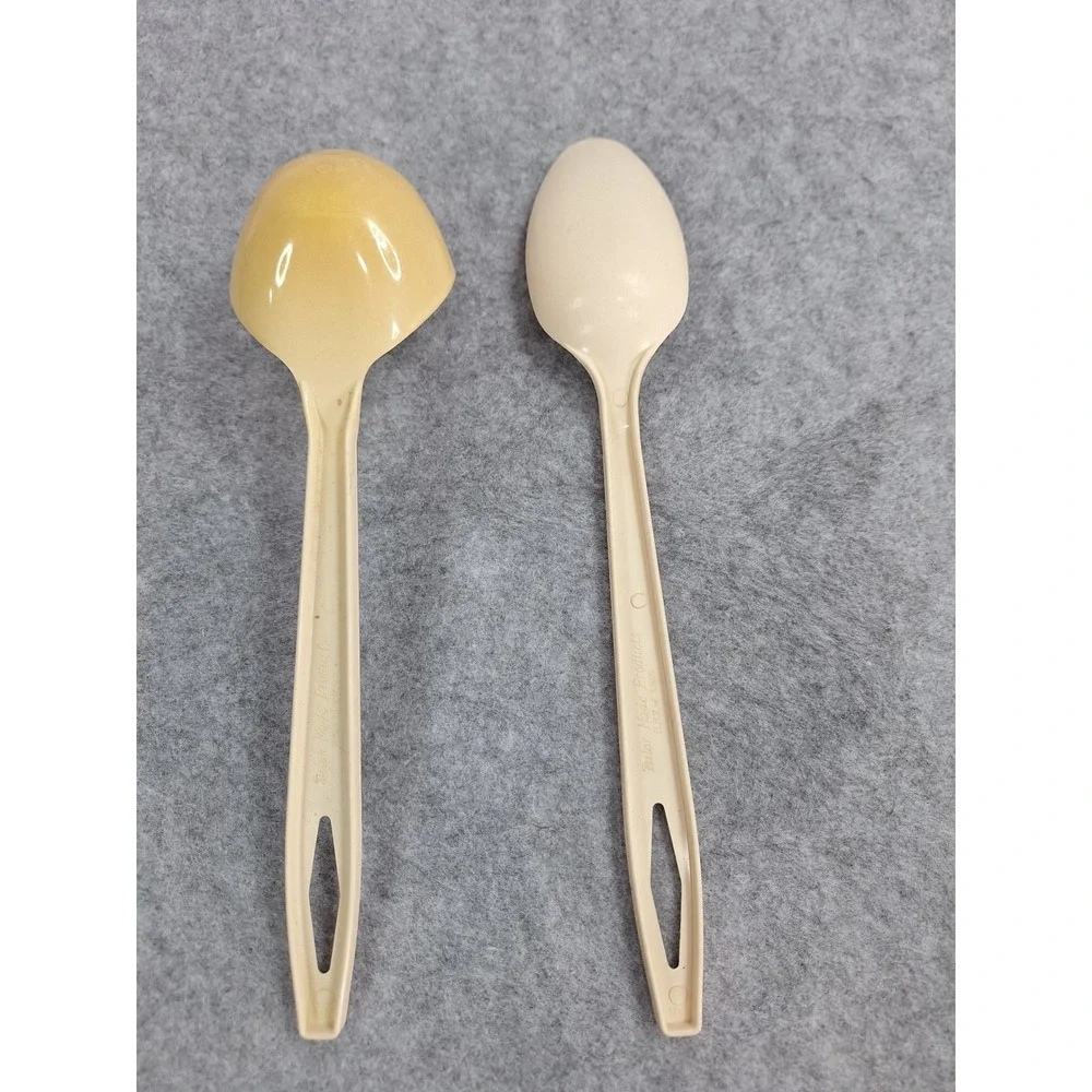 Tailor Made Products Beige Plastic Ladle Spoon Set of 2 Serving Kitchen‎ Camping